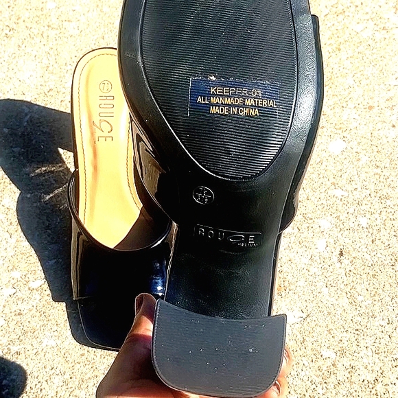 Black Patent, Square Open Toe, Sandal, size 7.5, New - Picture 3 of 3